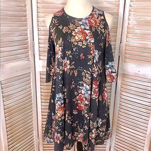 Floral Cold Shoulder Mini Dress ONE LEFT - Picture 2 of 5